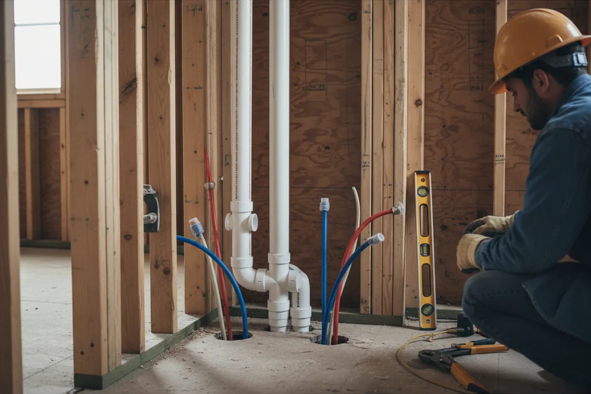 Drain and supply rough-in during Drain Cleaning in Montebello