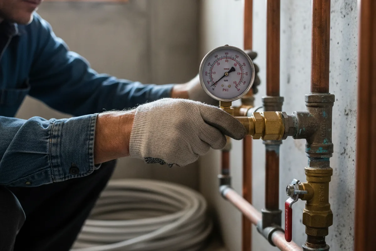 Pressure testing a repaired line during Water Line Repair in Montebello
